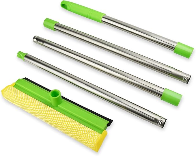 ITTAHO Window Squeegee, Squeegee for Window Cleaning, 2 in 1 Squeegee Window Cleaner with 58'' Long Handle,Window Washing Kit with Extension Pole for Shower, Windshield, Mirror, Gas Station, Glass