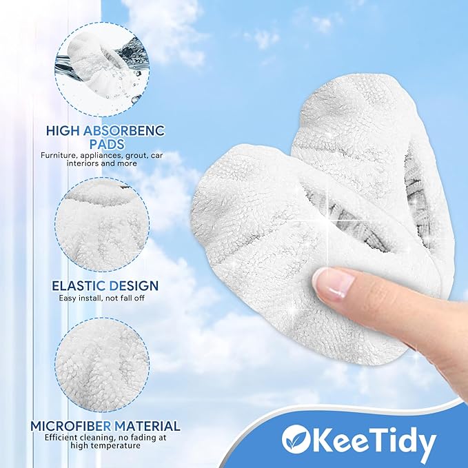 Reusable Microfiber Pads Compatible with Dupray Neat Steam Cleaner Replacement Mop Cleaning Pads, Reusable Cloths and Small Bonnets, White 8 Pack