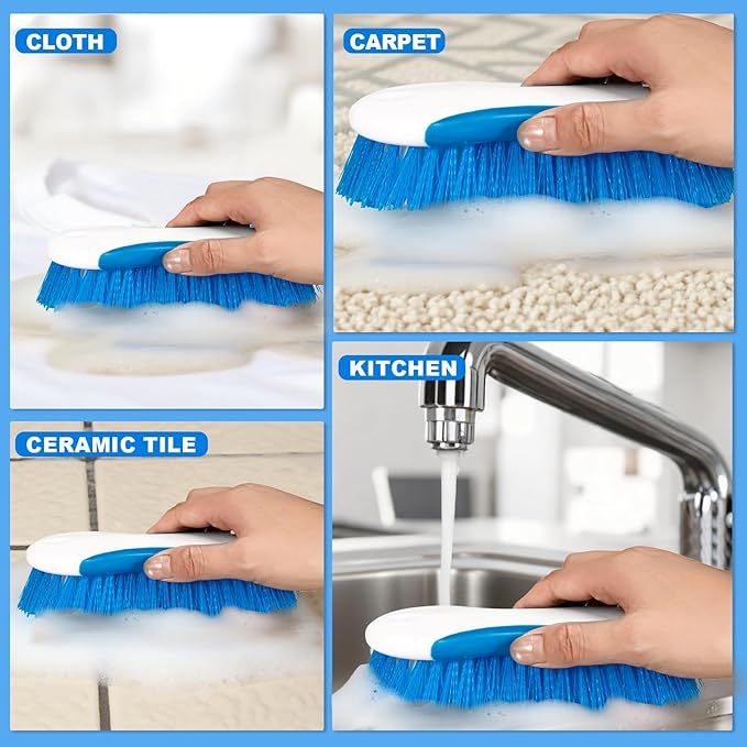 6.3" Multi Purpose Heavy Duty Scrub Brush with Non-Slip TPR, Cleaning Brush with Stiff Bristles for Tile Floors，Walls, Carpet, Tubs，Sink ，Blue