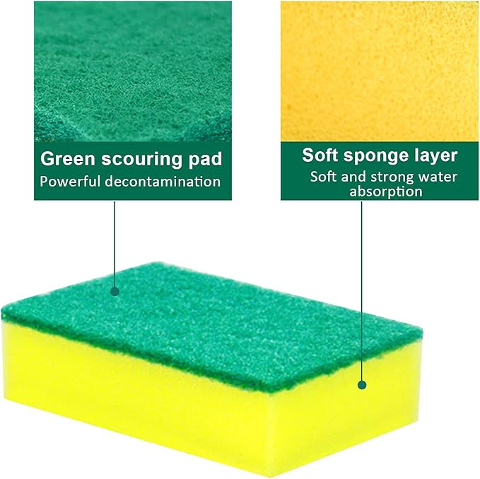 Sponge Individually Wrapped 24 Pack Kitchen Dishwashing Sponge, Non Scratch Scouring Pad, Odor-Free Sponge Wipes for Travel Apartments