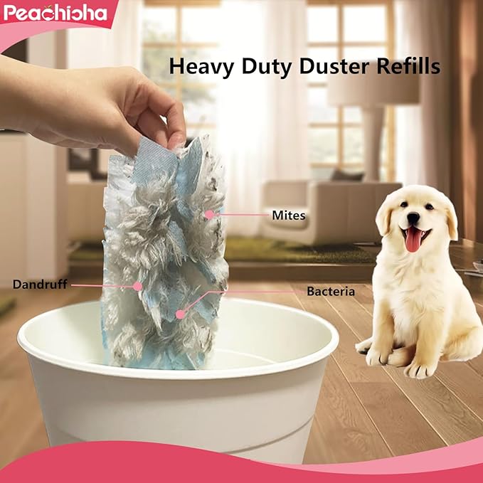 PEACHICHA Disposable Duster Refills, Heavy Duty Dusters Refills, Blue Replacement Head for Cleaning, Multi Surface Refills Unscented,Duster Refills Bulk, 20 Count