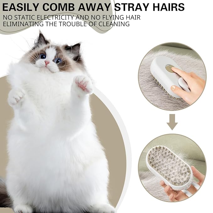 MCDZZHSTBD Steamy Pet Brush - Convenient Hair Removal, Easy Collection, Massage Function - Ideal Steam Brush for Cats! (Coffee)