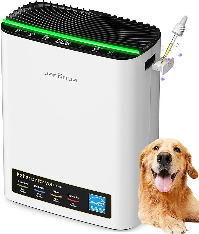 Jafända Air Purifier for Home Large Room Bedroom Up to 1226 Ft², True HEPA Filter with PM2.5 Display & 20dB Sleep Mode, Removes Pet Hair, Odor, Dust, Smoke, Pollen & Allergen