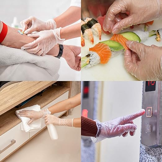 Disposable Medical Clear Vinyl Exam Gloves Industrial Gloves - Latex-Free & Powder-Free 100PCS (Small)