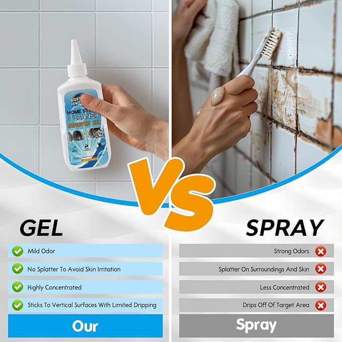 Mold Stain Remover Gel, Washing Machine Gasket Cleaner for Front Loader Washer Rubber Seal Home Stain Removal Gel for Grout, Caulk, Refrigerator, Shower, Bathtub, Bathroom Cleaning Solution (5 Fl Oz)