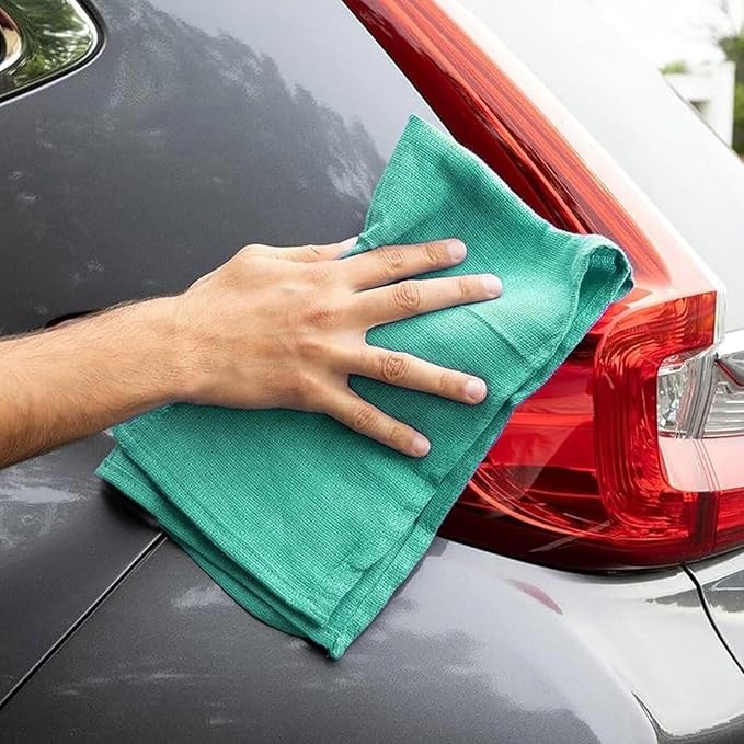 Premium Green Huck Towels – (24 Pack) 15 x 27 inches 100% Cotton Bulk Towel for General Cleaning, Auto Shop, and Hospital Use, Super Absorbent, Machine Washable Cloth