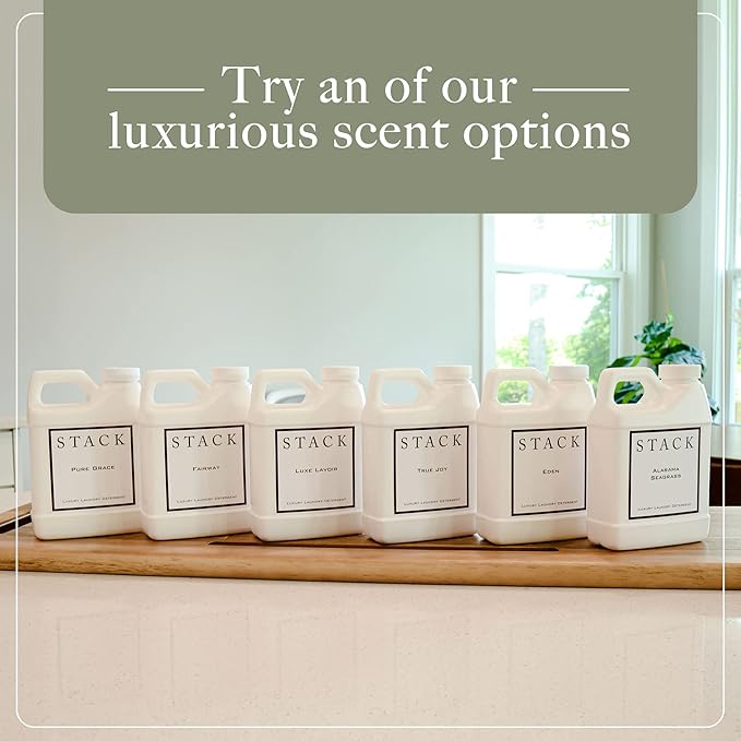 STACK Almost Home Luxury Laundry Detergent - Premium Scented Laundry Detergent for HE & Standard Washers - Infused With Wild Jasmine, Suede, & Musk - Dye Free Gentle & Effective Cleaning - 16 oz
