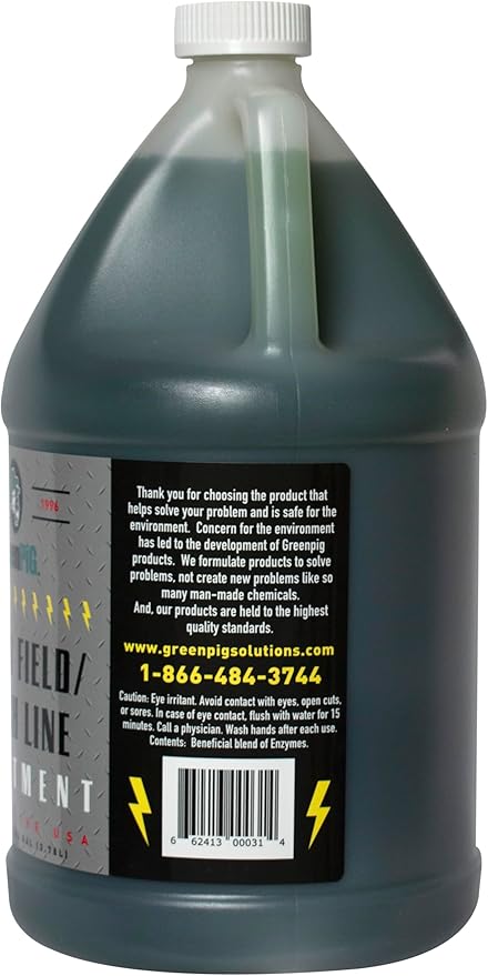 GREEN PIG Drain Field Cleaner, Septic Safe Drain Clog Remover, Septic Tank Treatment for Quickly Clearing Clogs and Odors, Gallon