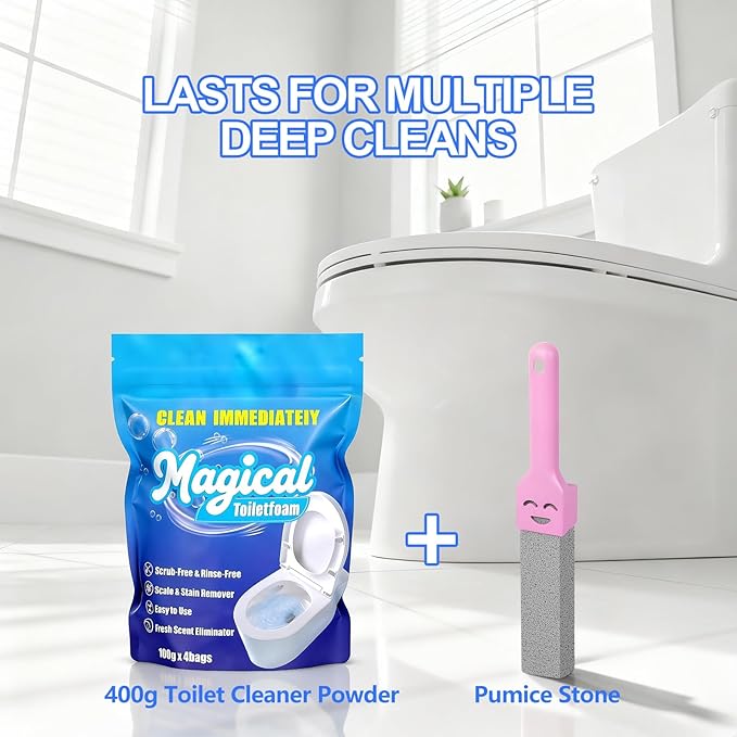 MineeCozee Foaming Toilet Bowl Cleaner Powder: Self-Activating Foam Toilet Cleaner for Deep Cleaning - Stain Remover for Bathroom