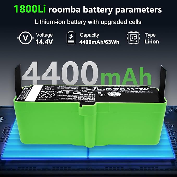 Lcenerga for iRobot Battery Replacement Roomba Battery Compatible with Roomba 890 891 895 877 860 850 805 801 700 695 690 685 680 677 675 671 670 665 652 640 614 615 500 400 Blade 15 Series 1800Li