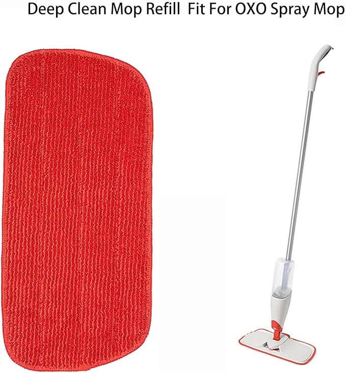 Rinakou 2 Pack Microfiber Reusable Replacement Mop Refill Mop Pads Compatile with OXO Good Grips Spray Mop,Dry ＆ Wet Mopping Cloth Refills for Floor Cleaning (Mop is Not Included) (2 Pack), Red