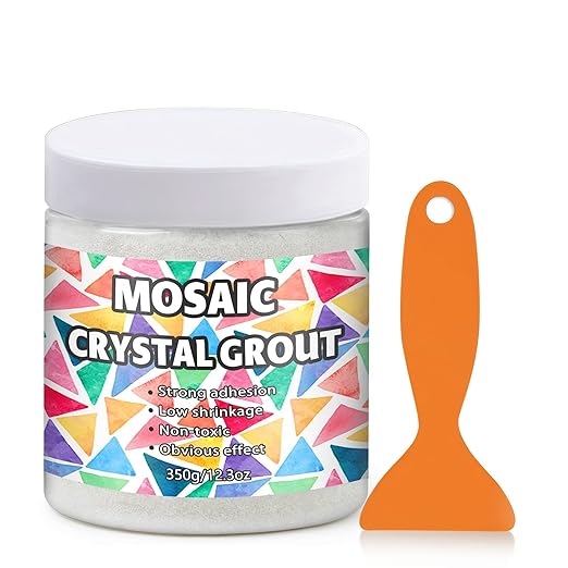 OOTDART Mosaic Crystal Grout, Mosaics Tile Tools, Mosaic Tile Accessories – Essential for Handmade Grouting and Perfect for DIY Craft Projects (Translucent, 12.3oz)