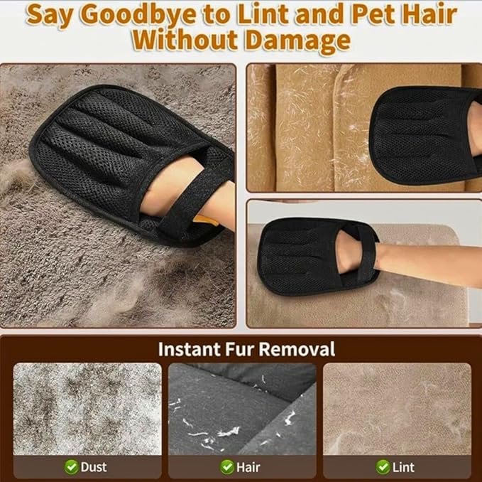 Pet Hair Removal Glove 2-in-1 Pet Hair Removal Tool & Gentle Dog Hair Remover for Shedding – Effective Pet Hair Remover and Cat Hair Remover for Grooming, Furniture, Clothes & Couch Cleaning