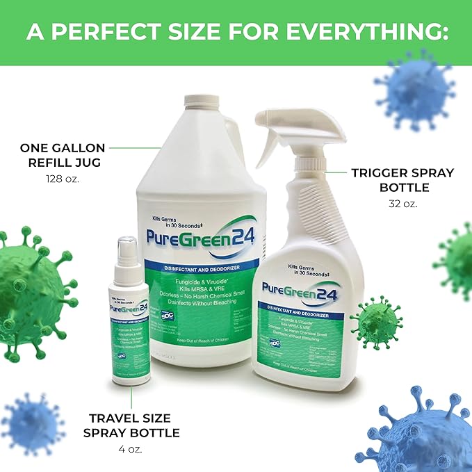 Starter pack Safe & Effective Disinfectant Kills Deadly Germs including RSV COVID-19 Norovirus MRSA Staph flu Contains no toxic chemicals odorless (1 32 & 2 4oz sprays 3 XL MFC’s)