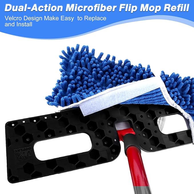 Microfiber Mop Refills, Compatible with O-Cedar Dual-Action Flip Mop, Replacement Mop Heads for Dry/Wet Use, Washable& Reusable for All Floor Cleaning(Pack of 6)