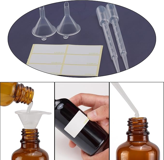 YIZHAO Clear Glass Dropper Bottle 4oz, Tincture Bottles with Glass Dropper, for Essential Oils, Aromatherapy, Cosmetic, Laboratory, Pharmacy, Liquids, Travel –4 Pcs