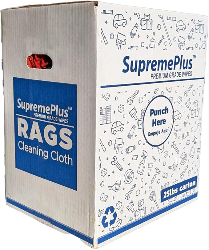 Premium Color Knit Cleaning Rags (25 lbs. Box) – Shop Rags Bulk for Workshops, Mechanics, Painters, and Home Use, Multipurpose Cotton T-Shirt Rags