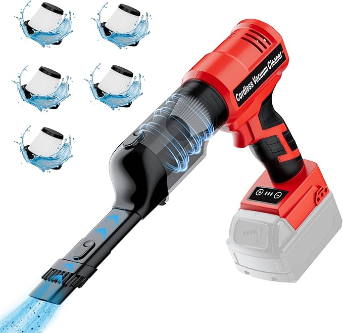 YEX-BUR Cordless Handheld Vacuum for Milwaukee 18V Battery(Tool Only), 240W Powerful Car Vacuum with Brushless Motor, 3-Speed, 5 Filters, Portable Vacuum Cleaner for Home Office Car Pet