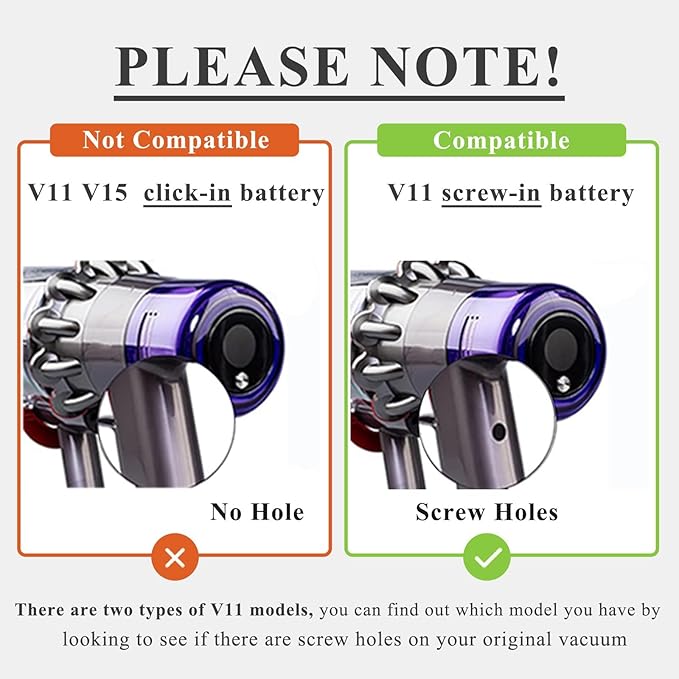 BOTKK Upgraded V11 SV14 Battery Replacement for Dyson V11 Screw-in【Not for Click-in Type】 25.2V 5.0Ah Compatible with Dyson V11 Animal Cordless Vacuum Screw in Type