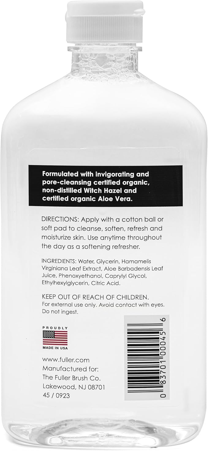 Fuller Brush Witch Hazel Facial Toner - Alcohol-Free, Organic Aloe Vera & Witch Hazel, 16 fl. oz, Paraben & Sulfate-Free, Cleanses - Soothes, Refreshes - Made in USA (Unscented)