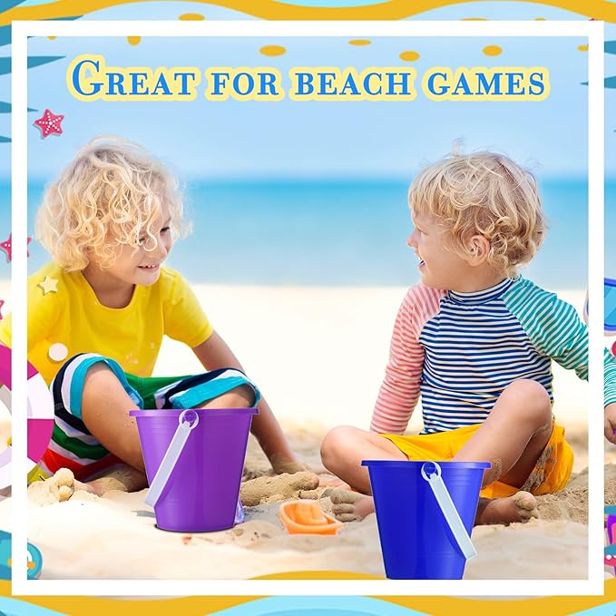 Sratte 48 Sets 4.7" Sand Buckets and Shovels Bulk Summer Beach Bucket Pack Plastic Beach Pails Sand Toys for Summer Pool Party Favors