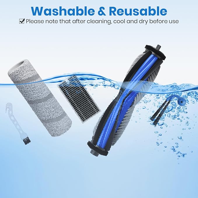 Bluevisk X11 Replacement Parts for Ecovacs Deebot X11 OmniCyclone X11 Pro Omni X11 Pro X11 Vacuum Robotic Parts with 2 Roller Brush,4 Mop,4 HEAP,6 Side Brushes,1 Screwdriver,1 Clean Brush