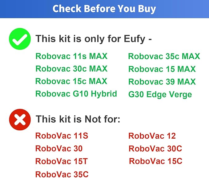 21 Pack Replacement Parts for Eufy RoboVac 11S Max, 15C, 30C, 35c, 15t, 39 Series G10 G20 G30 G32 Edge Verge Hybrid Accessory Vacuum Cleaner Filters, Side Brushes, Roller Brushes