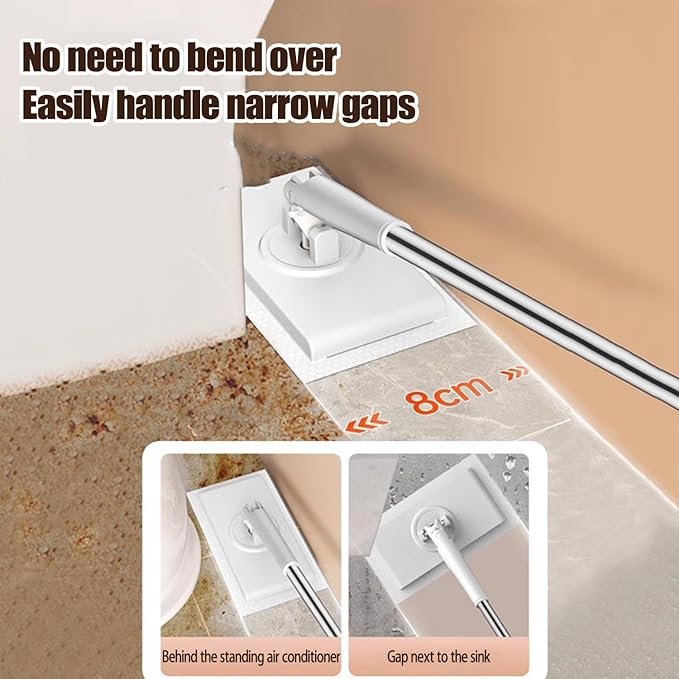 Snap Grip Mini Mop,Convenient Cloth Changing Mini Mop,Retractable Gap Dust Cleaner Flat Mops with Locking Head &Sweeping Cloths,（1mop + 5random Color Rags (White)