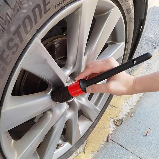 femryer Car Detailing Brush Set of 5 - Soft Boar Hair, Car Wash Brush, Wheel Cleaner Brush, Car Dust Brush, Car Interior Leather Seat and Vent Brush, Car Detailing Kit