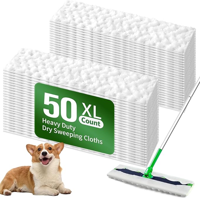 Senowi Heavy Duty Dry Sweeping Cloths Compatible with Swiffer Sweeper XL Mop, Sweeper X-Large Dry Cloth Refills for Floor Mopping and Cleaning, Disposable Pet Dry Pads Refills, 50 Count