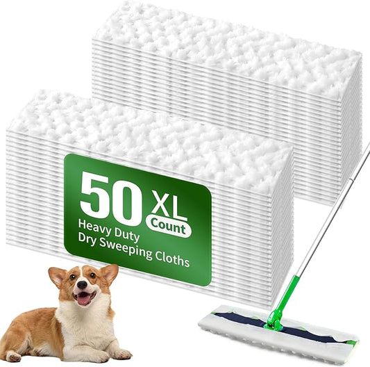 Senowi Heavy Duty Dry Sweeping Cloths Compatible with Swiffer Sweeper XL Mop, Sweeper X-Large Dry Cloth Refills for Floor Mopping and Cleaning, Disposable Pet Dry Pads Refills, 50 Count
