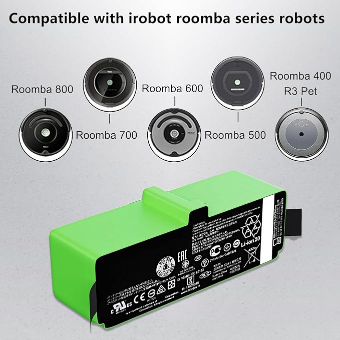 for iRobot Battery Replacement Roomba Battery Compatible with Roomba 890 891 895 877 860 850 805 801 700 695 690 685 680 677 675 671 670 665 652 640 614 615 500 400 g3 Series 1800Li 26Wh 1800mAh