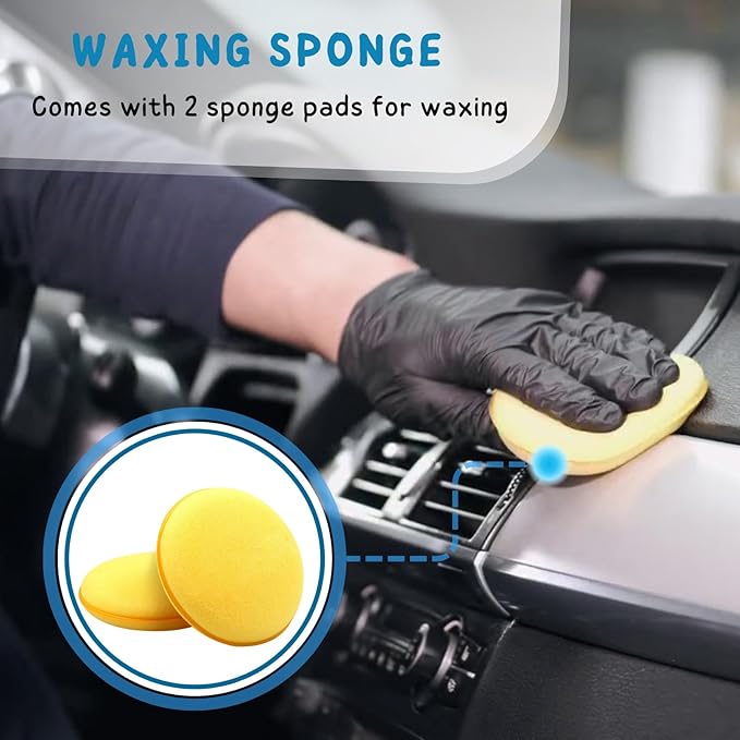 KeFanta Car Wash Brush with Long Handle, 58.5'' Soft Bristle Cleaning Tool for Truck Exterior, RV, Boat, Solar Panel, Deck Washing, 2 Wax Applicator Pads Included