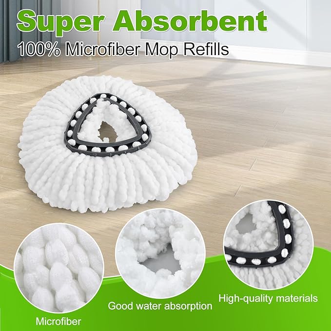 Mop Heads Replacements for O Cedar,Mop Replace Head for Ocedar Easywring 1 Tank,Include 3 Spin Mop Replacement Head 1 Scrub Brush and 1 Mop Base Deep Cleaning & Machine Washable