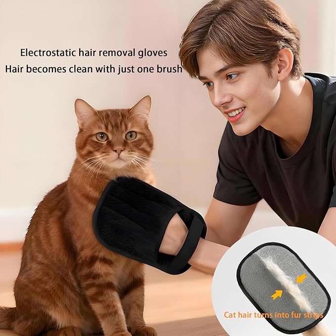 Yehenarn Pet Hair Remover Glove, 3PCS Upgraded 5-Finger Electrostatic Pet Hair Removal Gloves, Pet Hair Removal Tool for Laundry, Furniture, Clothes, Couch, Bed, Carpet, Car Seat