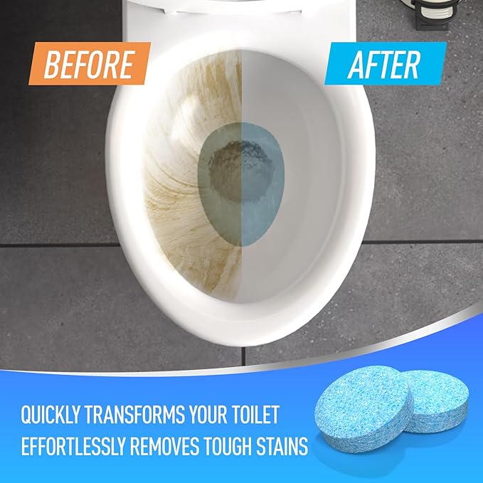 Toilet Bowl Cleaner Tablets 40 Pack, Long-Lasting Drop-in Tank Tablets with Sustained-Release Technology, Fight Tough Stains & Odors, Household & Commercial Use, Compatible with Most Toilets-Cleaning