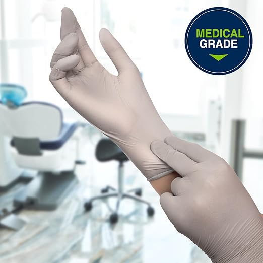 HALYARD Sterling SG Nitrile Powder-Free Exam Gloves, 3.7 mil, 9.5 Inches, Gray, Small, 41658 (Box of 250)