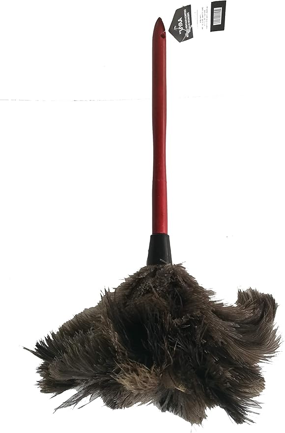 18" Feather Duster Wooden Handle | Natural for Cleaning and Moping 18-20" Inch Genuine Ostrich Feathers, Easy to Clean Reuse