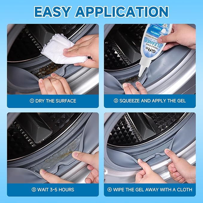 Mold Stain Remover Gel, Washing Machine Cleaner Front Loader Seals, Grout Cleaning Whitener for Bathroom Shower Tile & Kitchen Sink, Bleach Pen for Clothing, Non-Toxic, 5 fl oz
