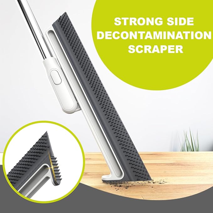 EHOMGUI Squeegee Broom for Floor, Floor Squeegee for Concrete and Tile Cleaning, Floor Scrubber with Long Handle for Bathroom, Kitchen, Shower, Tile, Pet Hair, Fur, Foam Cleaning