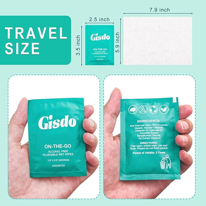 300 pcs Fragrance Free, Plant Based Wet Wipes, Aloe Vera for Butt, Hands, Face Cleaning, Sufficient Quantity, Individual Wrapped, Portable Size, Ideal for Daily Use
