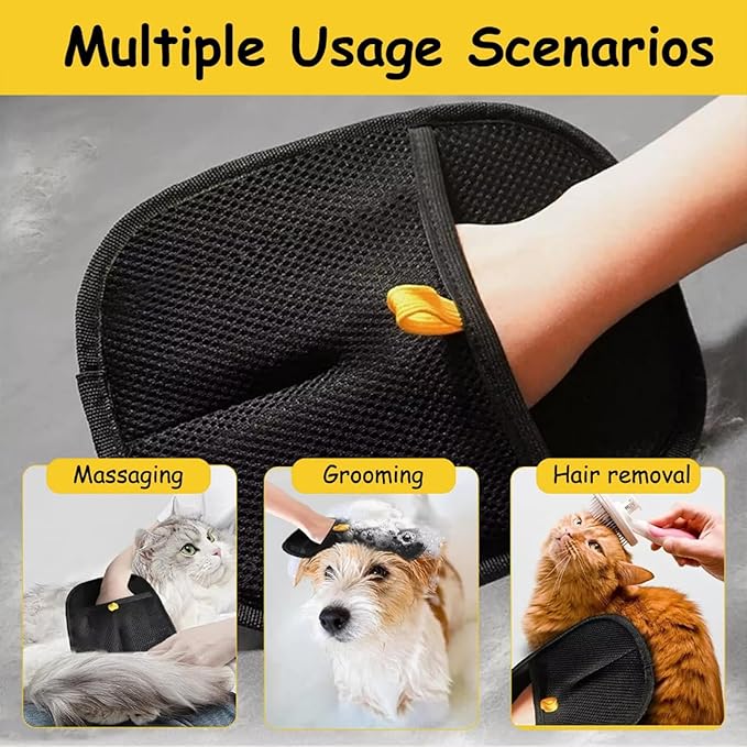 Ruovselz Pet Hair Removal Glove for Dogs & Cats | Reusable Electrostatic Grooming Glove | Double-Sided Pet Hair Remover for Clothing, Couch, Carpet, Car Seat | Comfortable & Adjustable Fit