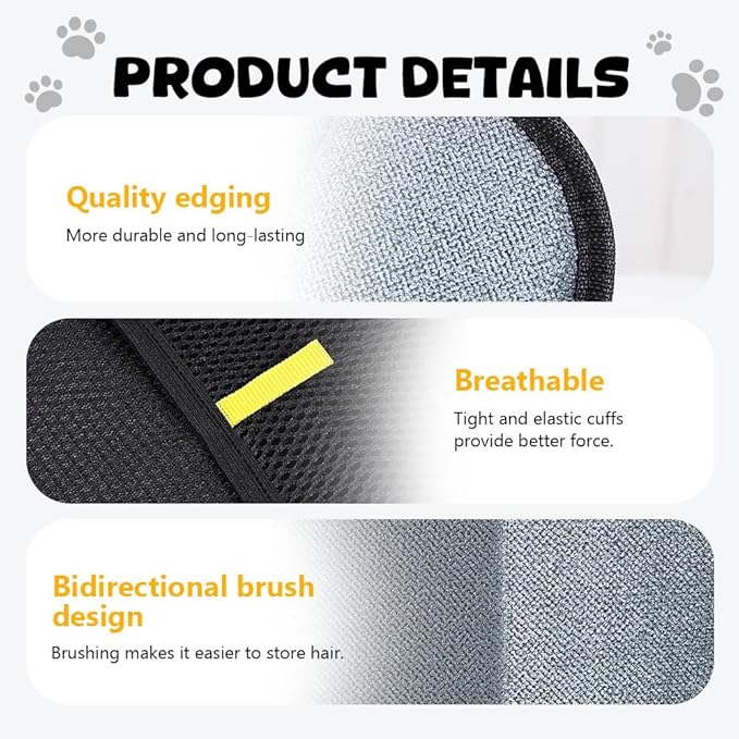 3Pcs Pet Hair Removal Glove, Electrostatic Hair Removal Glove for Cats and Dogs, Reusable Hair Remover for Couch, Carpet, Car Seat, Laundry Clothing Quick Cleaning Tool for Pet Owners (#3)
