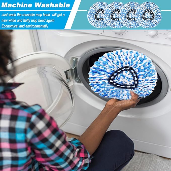 12 Pack Spin Mop Replacement Head, Only Fit for RinseClean 2-Tank System, Microfiber Spin Mop Refill Head Replacement Easy Wring Mop,Spinning Mop Replace Head for Floor Cleaning