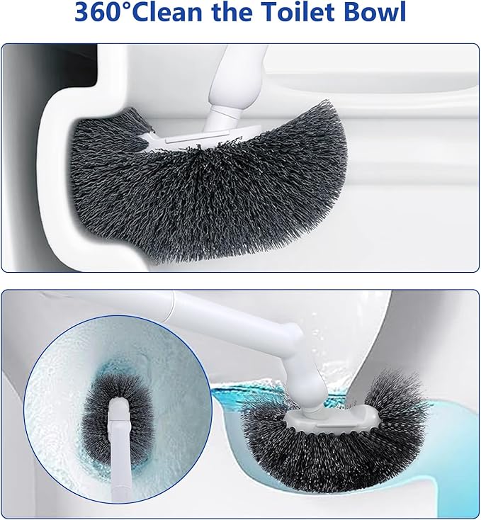 GENERIC Long Handle Toilet Brush Portable Bathroom Cleaning Brush,Assembled,Wall Mounted,No Dead Angle Cleaning,Household Cleaning(Gray)
