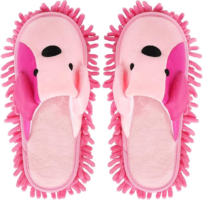 Liitrton Mop Slippers Cartoon Mop Shoes, Washable Microfiber Slippers for Floor Cleaning, Detachable Mopping Slippers for Women Home Floor Cleaning Tools (Pink, Women 7-9/Men 5-7)