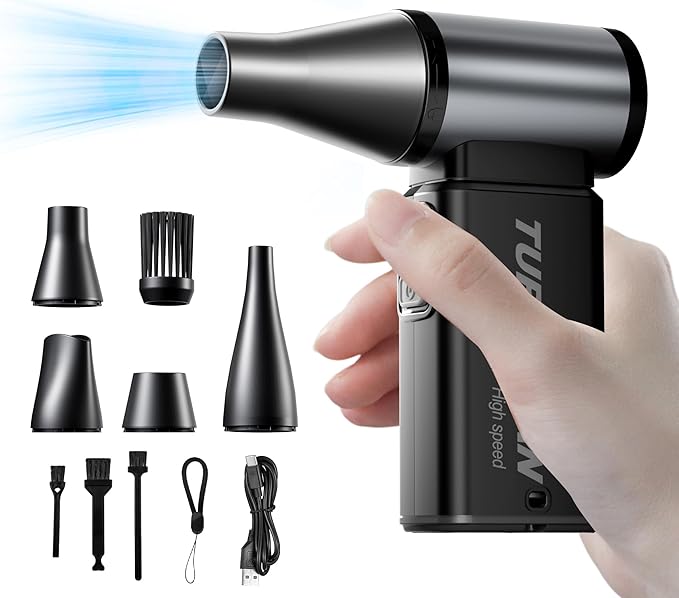 Handheld Cordless Blower, Rechargable 6 Gear Adjustable Compressed Air Duster for Cars, Keyboard,Home, Outdoor-Electric Snow Blower Turbo Jet Fan (110000 RPM,Portable,Fast Charging,Powerful,Stepless)
