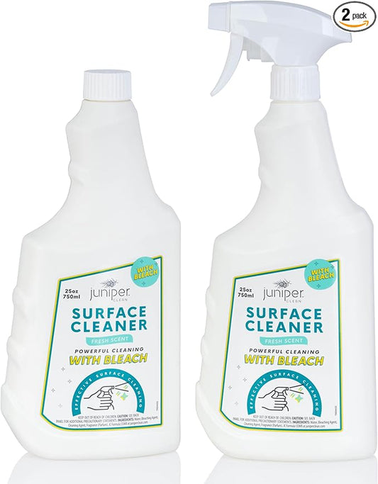 Juniper, Surface Cleaner With Bleach, All-Purpose Cleaner for Bathroom, Kitchen, Toilet, 25 Fl. Oz Trigger Spray Bottle, (Pack of 2), Total 50 Ounce