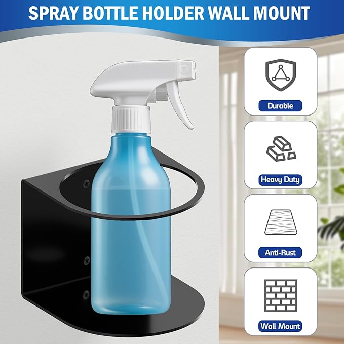 Spray Bottle Holder Wall Mount,2 Pcs Spray Can Holder,Spray Can Organizer with Screws,Spray Bottle Hanging Rack,Spray Paint Can Holder for Garage Home Workspace Van Organizer
