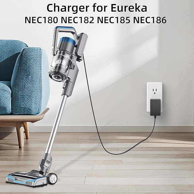 Charger for Eureka RapidClean Pro, Power Cord for Eureka Stylus Lightweight Cordless Vacuum Cleaner NEC180 NEC182 NEC185 NEC186